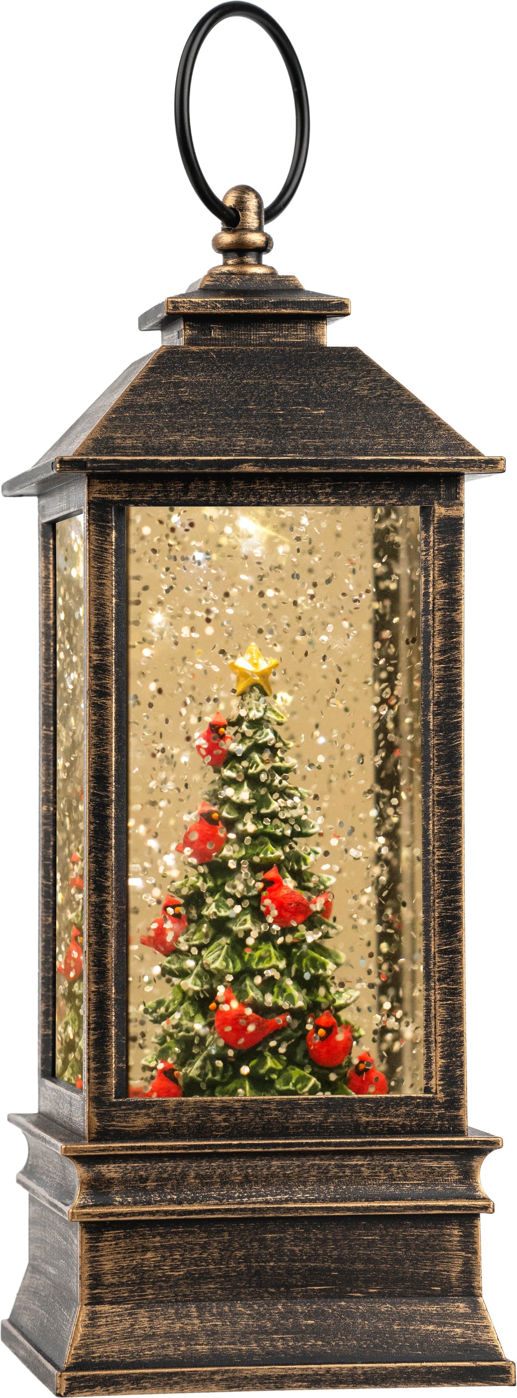 Christmas Snow Globe Lantern Water Glittering Christmas Tree with Music, USB Lined/Battery Operated Lighted Lantern for Christmas Festival Decoration Gifts-AULT24008-6