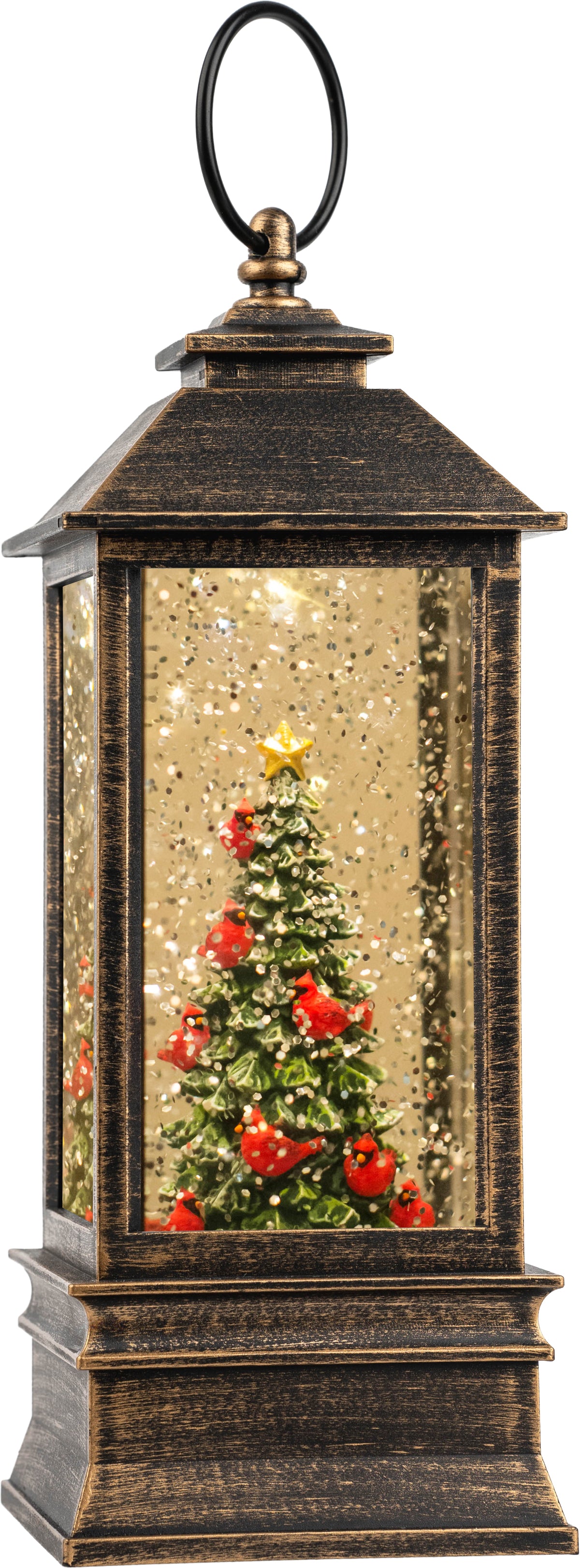 Christmas Snow Globe Lantern Water Glittering Christmas Tree with Music, USB Lined/Battery Operated Lighted Lantern for Christmas Festival Decoration Gifts-AULT24008-6