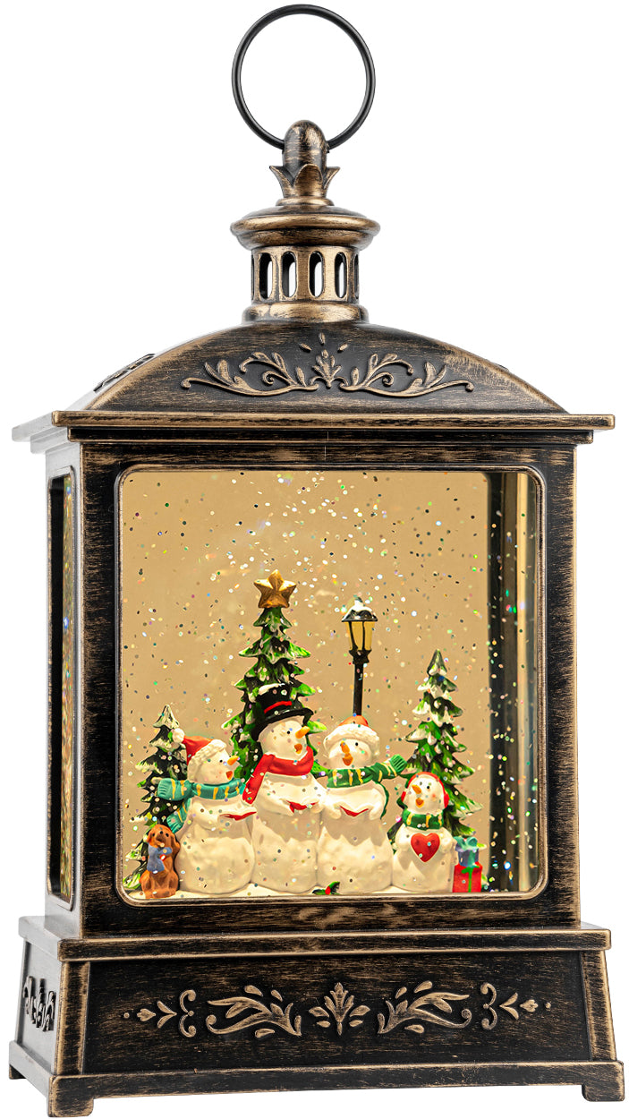 Christmas Snow Globe Swirling Glittering Snowman Choir with Music & Timer, USB Lined/Battery Operated Lighted Water Lantern-AULT24001-3