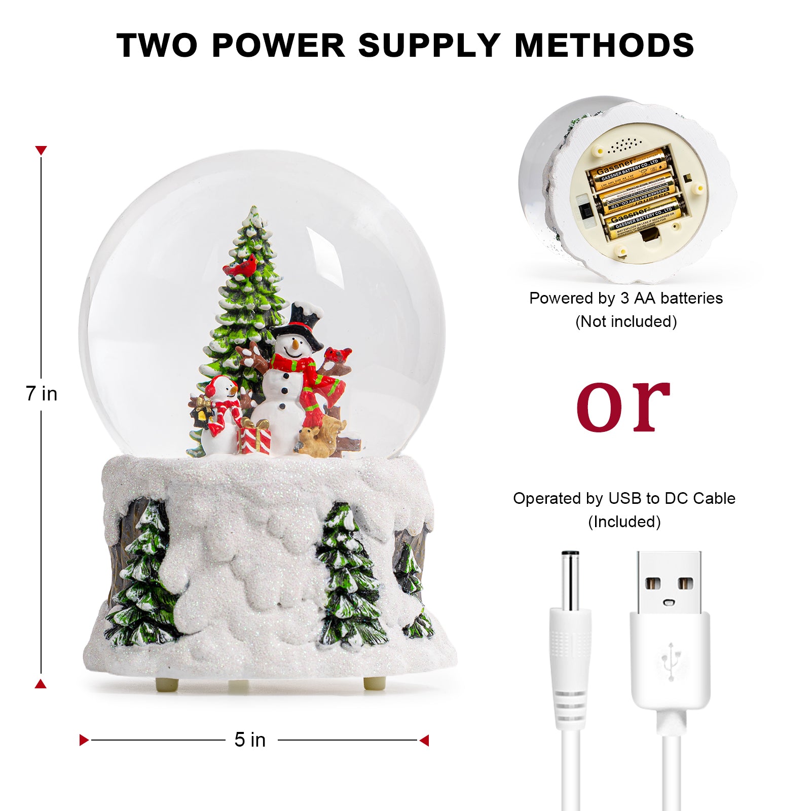 Christmas Snow Globe Lantern Water Glittering Snowman Scene with Music & Timer, USB Lined/Battery Operated Lighted Water Lantern for Christmas Festival Decoration Gifts-HD-006